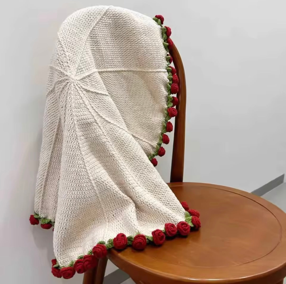 Couverture bouquet de fleurs au crochet