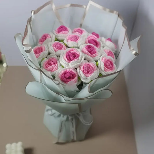 🌸 Bouquet de 16 roses au crochet 🌸