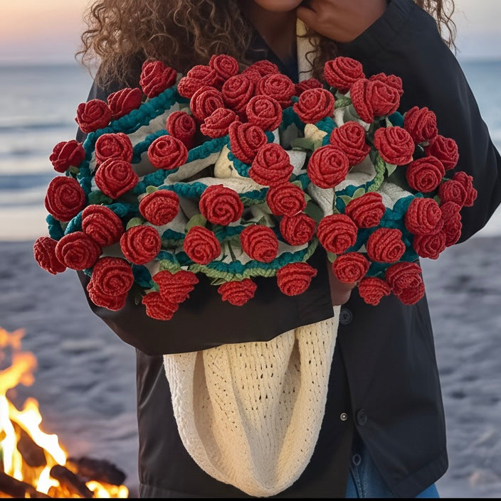 Couverture bouquet de fleurs au crochet